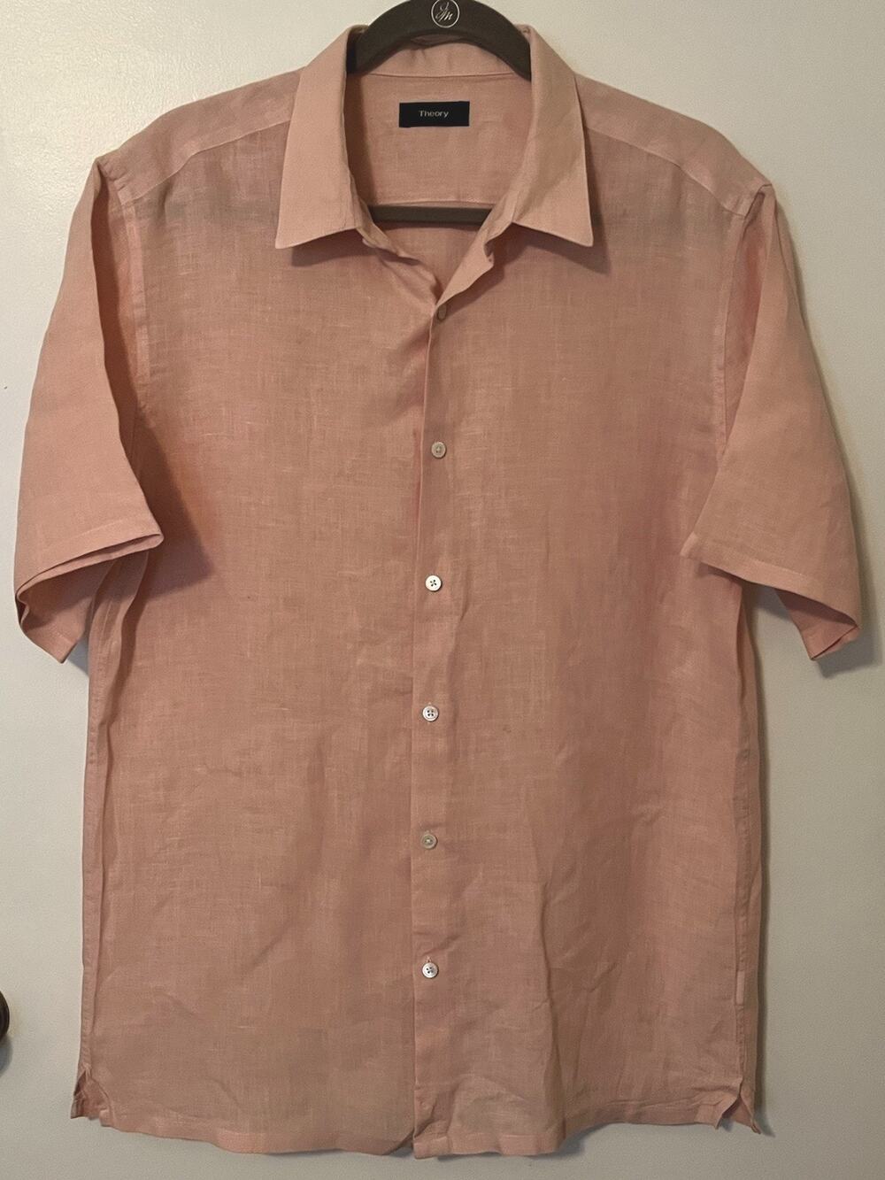 Theory Pink Irving Linen Shirt Men's Medium